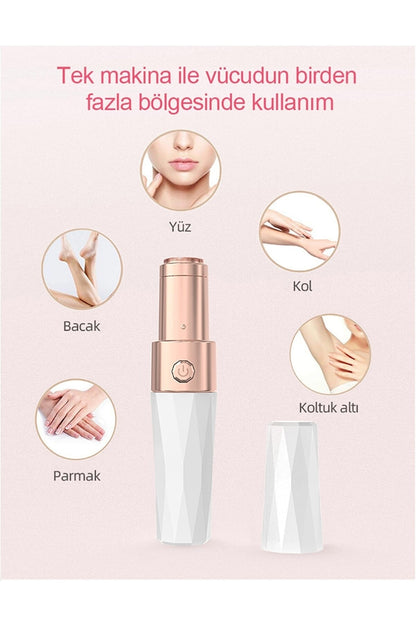 2 In Bataryalı Vücut Yüz Tıraş Makinesi Mini Epilatör