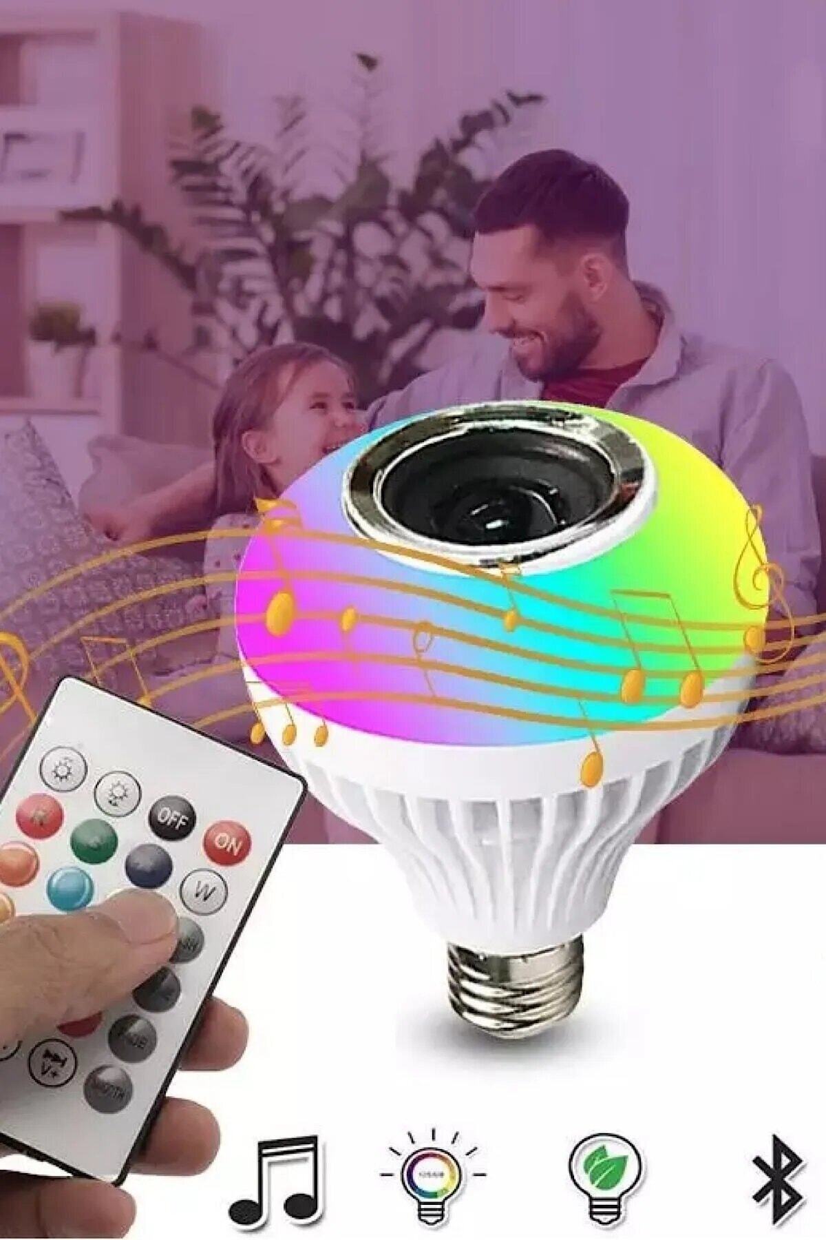 Nanopro Hoparlör Akıllı Rgb Ledli Ampul Müzikli Lamba Ses Bombası Led Music Bulb/app