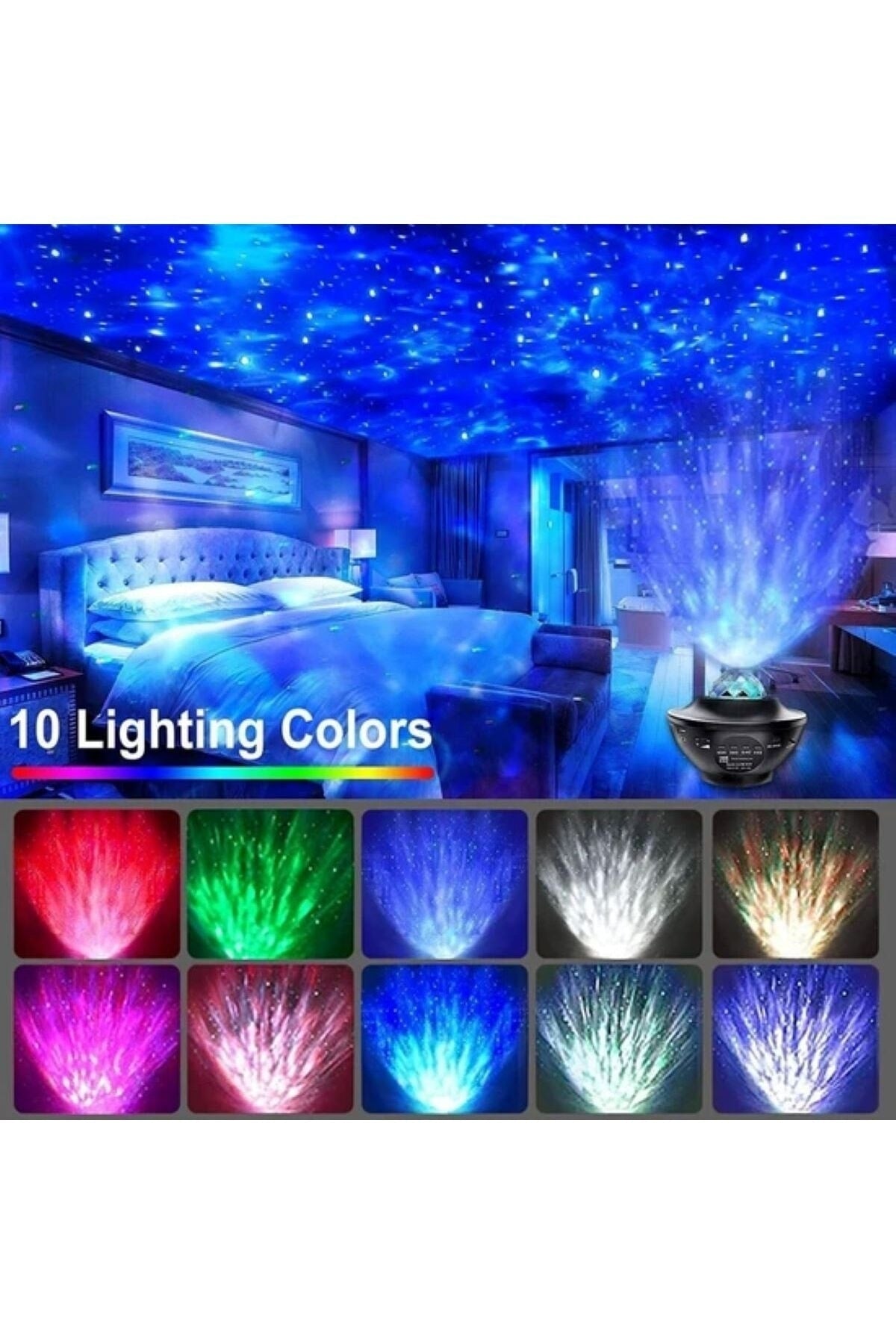 Starry Projektör Light Galaksi Lazer Disco Topu Bluetooht Ses Bombası Gece Lambası