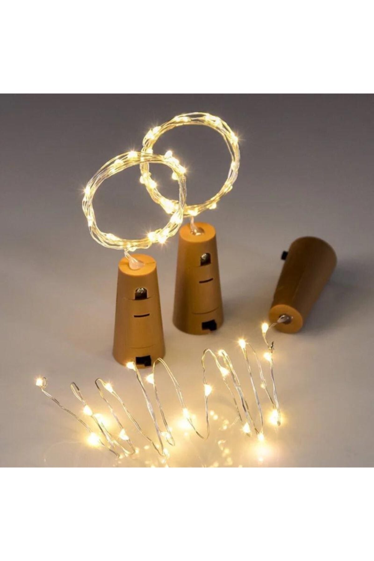 Dekoratif Telli Peri Led Şişe Tıpası 1 mt - 3 Adet
