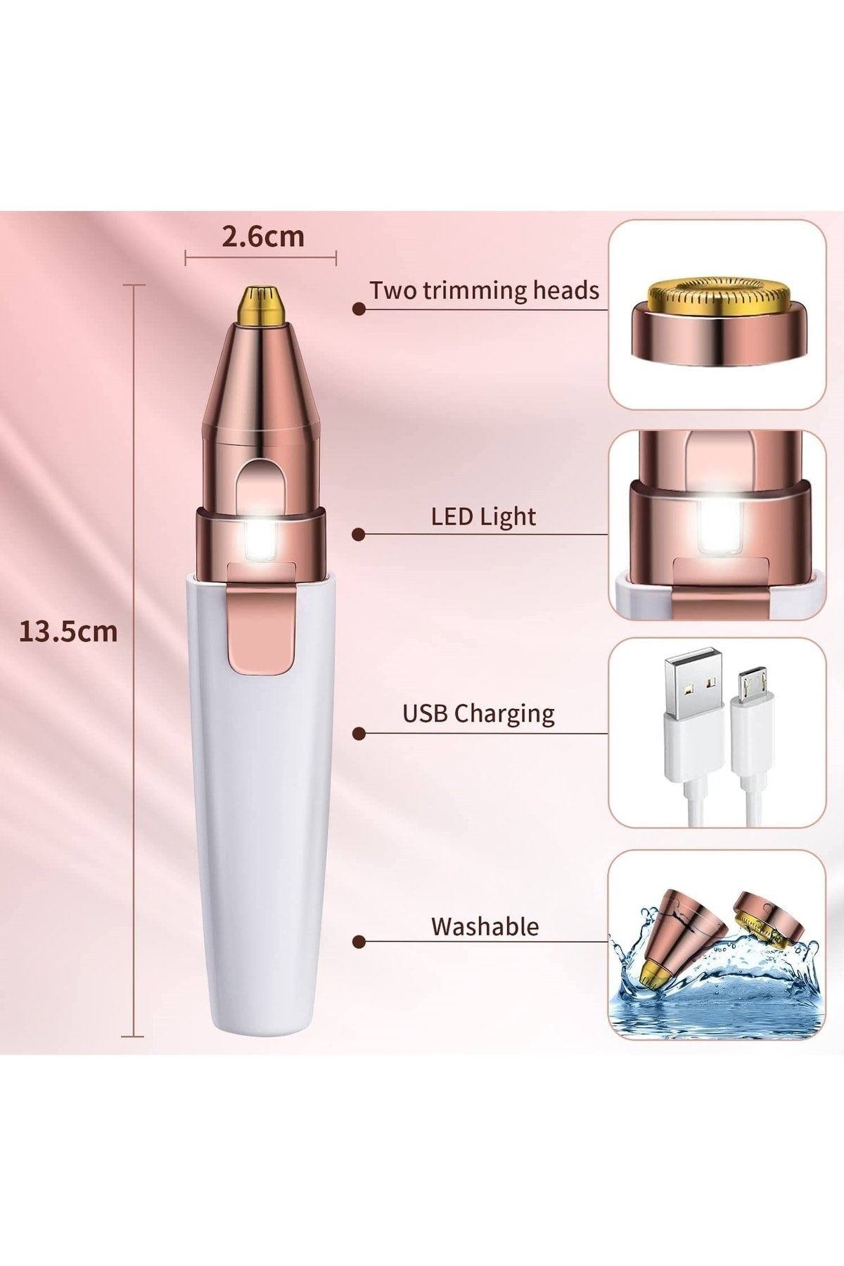 2in1 Epilasyon Aleti Usb Şarj Kaş Kıl Bıyık Yüz Tüy Alma Aleti 2 Si Bir Arada Kalem Boy